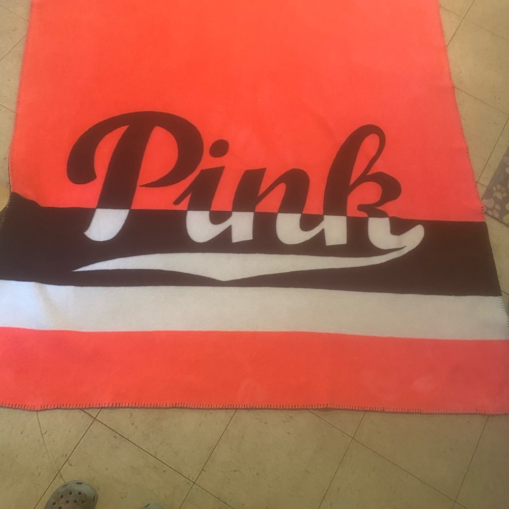 PINK Victoria's Secret Coral and Black Blanket
